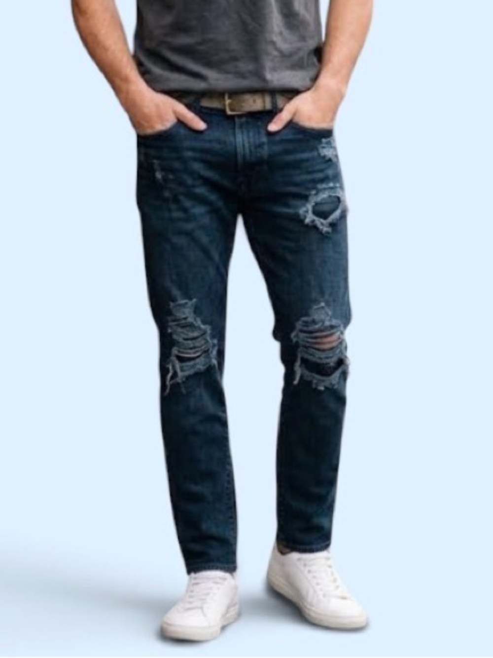 Abercrombie & Fitch Langdon Skinny Jeans Black Distressed With Holes Size 30